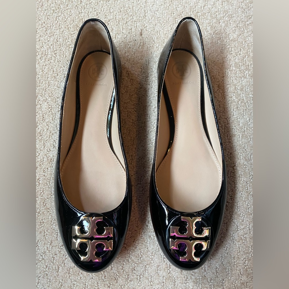 NEW Tory Burch Claire patent ballet flat shoes
